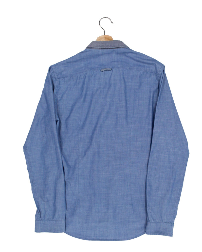 Zara Camicia Azzurra Con Toppe - SecondChancy